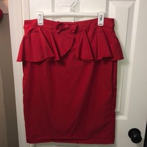 Red peplum skirt